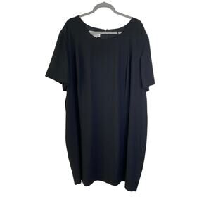 Atrium Short Sleeve Midi Sheath Dress Party Minimalist Casual Womens Black 24W